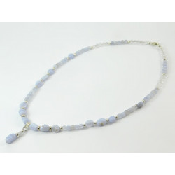 Necklace "Cello" Sapphire, Rock crystal, silver