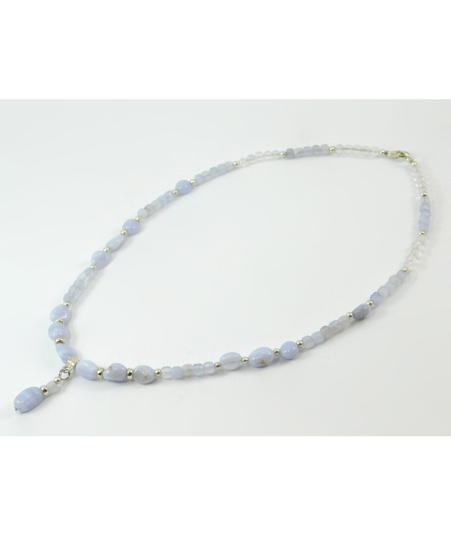 Necklace "Cello" Sapphire, Rock crystal, silver