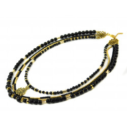 Necklace "Black gold" Tourmaline, Agate, beads