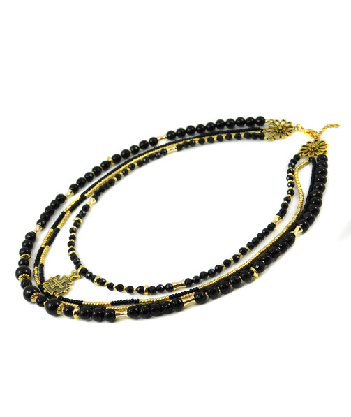 Necklace "Black gold" Tourmaline, Agate, beads