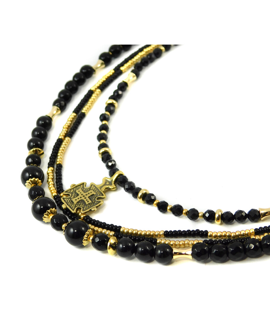 Necklace "Black gold" Tourmaline, Agate, beads