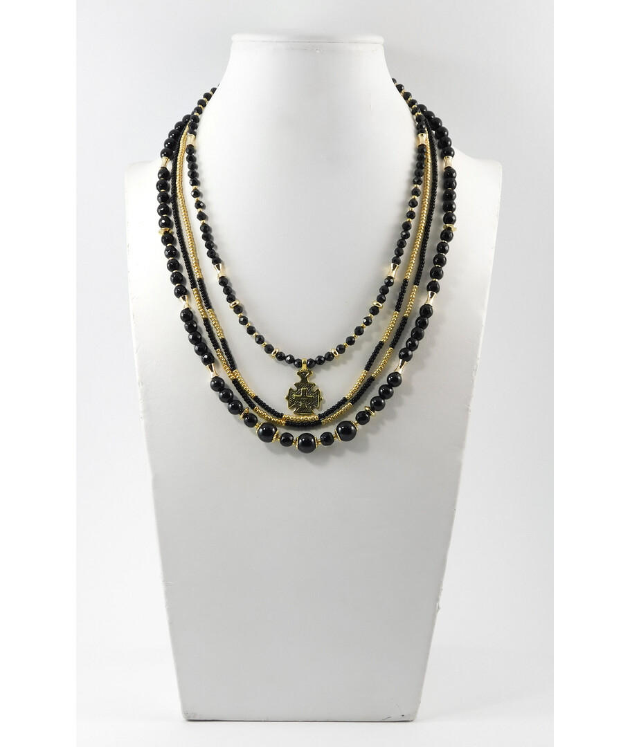 Necklace "Black gold" Tourmaline, Agate, beads