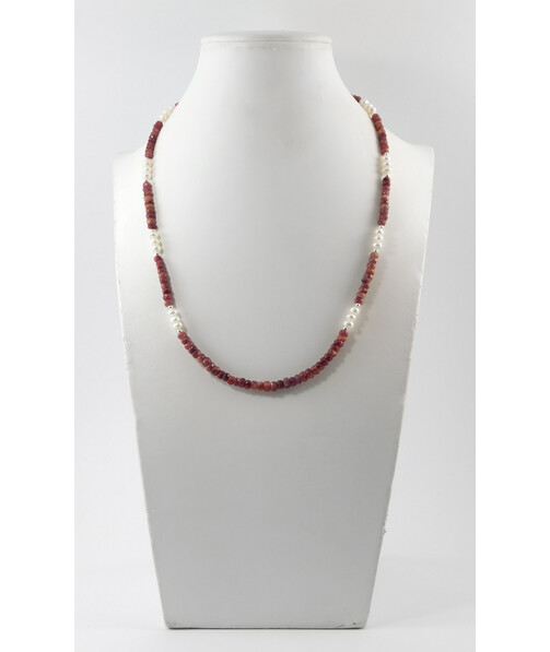 Necklace "Land of Oz" Ruby, Pearls, silver