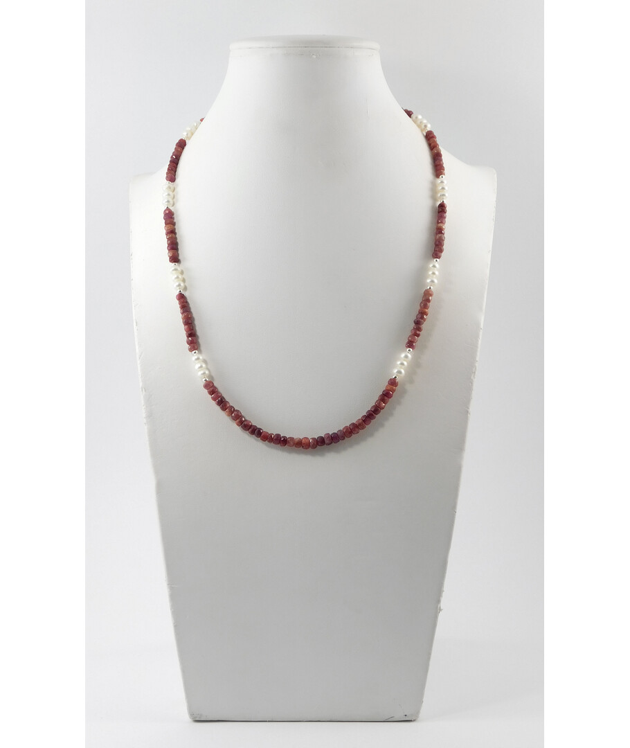 Necklace "Land of Oz" Ruby, Pearls, silver