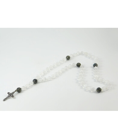 Rosary for prayer Selenite, Labrador, silver