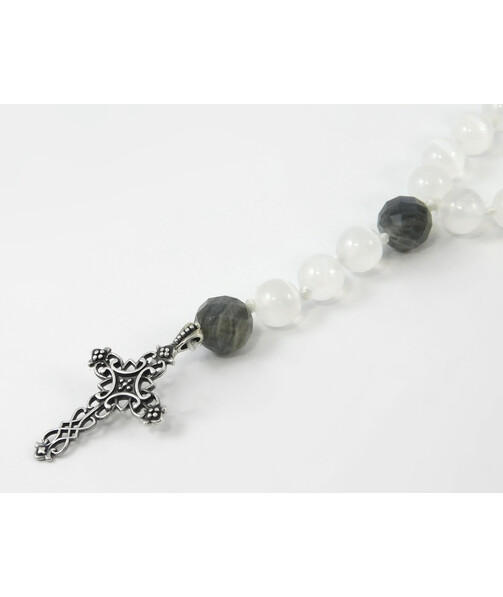 Rosary for prayer Selenite, Labrador, silver