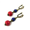 Earrings &quot;Avatar&quot; Lapis lazuli, Coral press