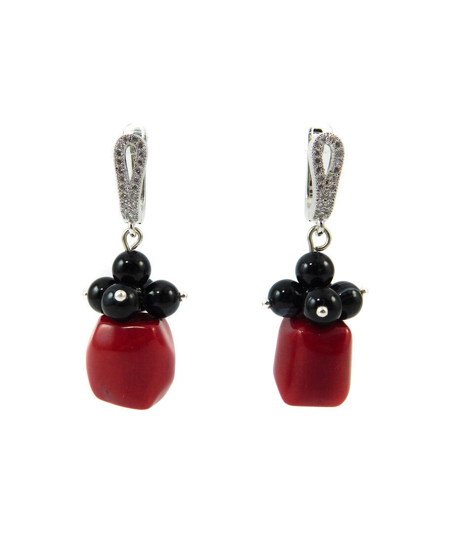 Earrings "Wolf Berries" Coral, Agate