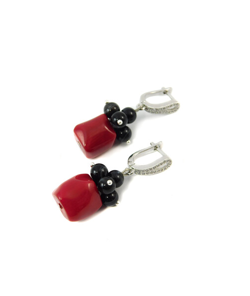 Earrings "Wolf Berries" Coral, Agate