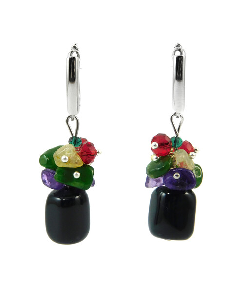 Earrings "Summer mallows" Agate, Amethyst, Citrine, Jadeite crumb