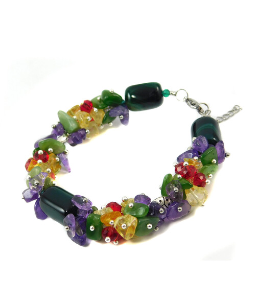 Bracelet "Summer mallows" Agate, Amethyst, Citrine, Jadeite crumb