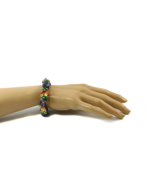 Bracelet "Summer mallows" Agate, Amethyst, Citrine, Jadeite crumb