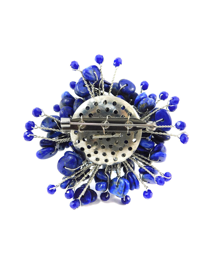 Brooch "Cornflower" Cat's eye, lapis lazuli crumb