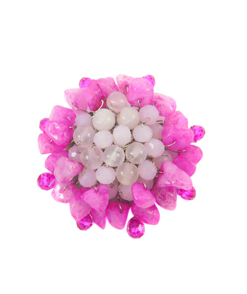 Brooch "Dahlia" Rose quartz