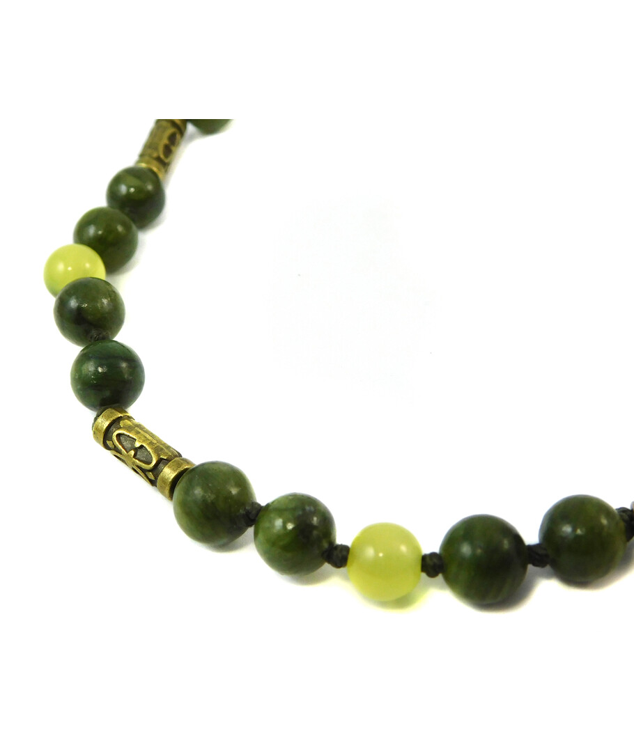 Necklace "Hermes" Jadeite, Cat's eye, nodule