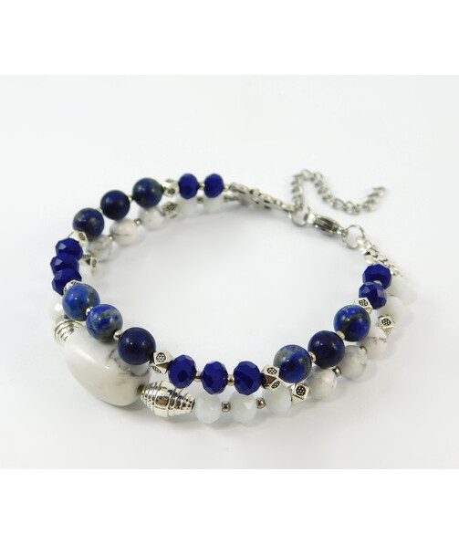 Bracelet "Kiss of Heaven" Kahalong, lapis lazuli, 2 rows