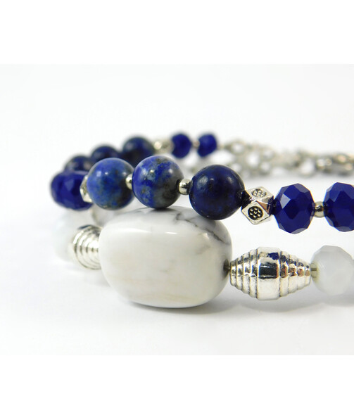 Bracelet "Kiss of Heaven" Kahalong, lapis lazuli, 2 rows