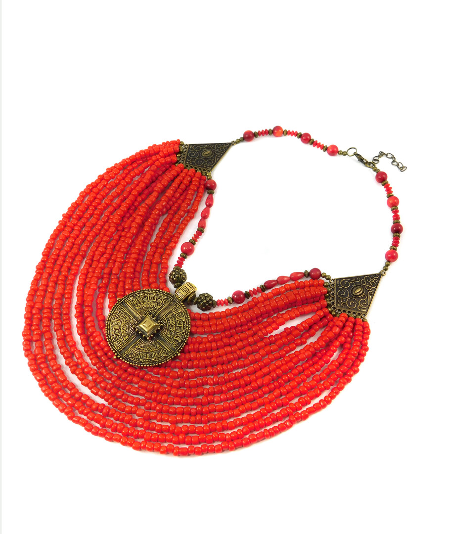 Necklace "Ukrainian pearl" Coral, beads