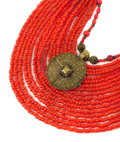 Necklace "Ukrainian pearl" Coral, beads