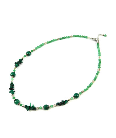 Necklace "Fugu" Malachite, Jade