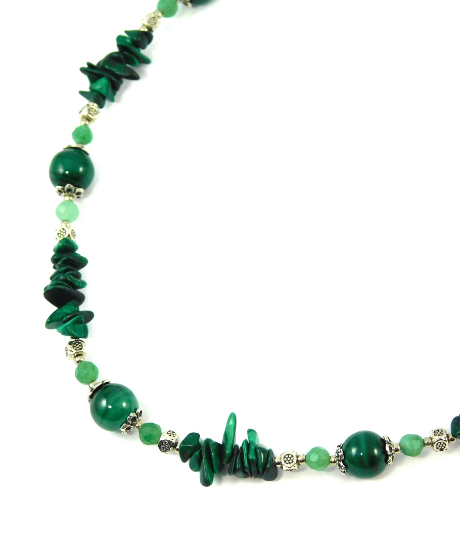 Necklace "Fugu" Malachite, Jade