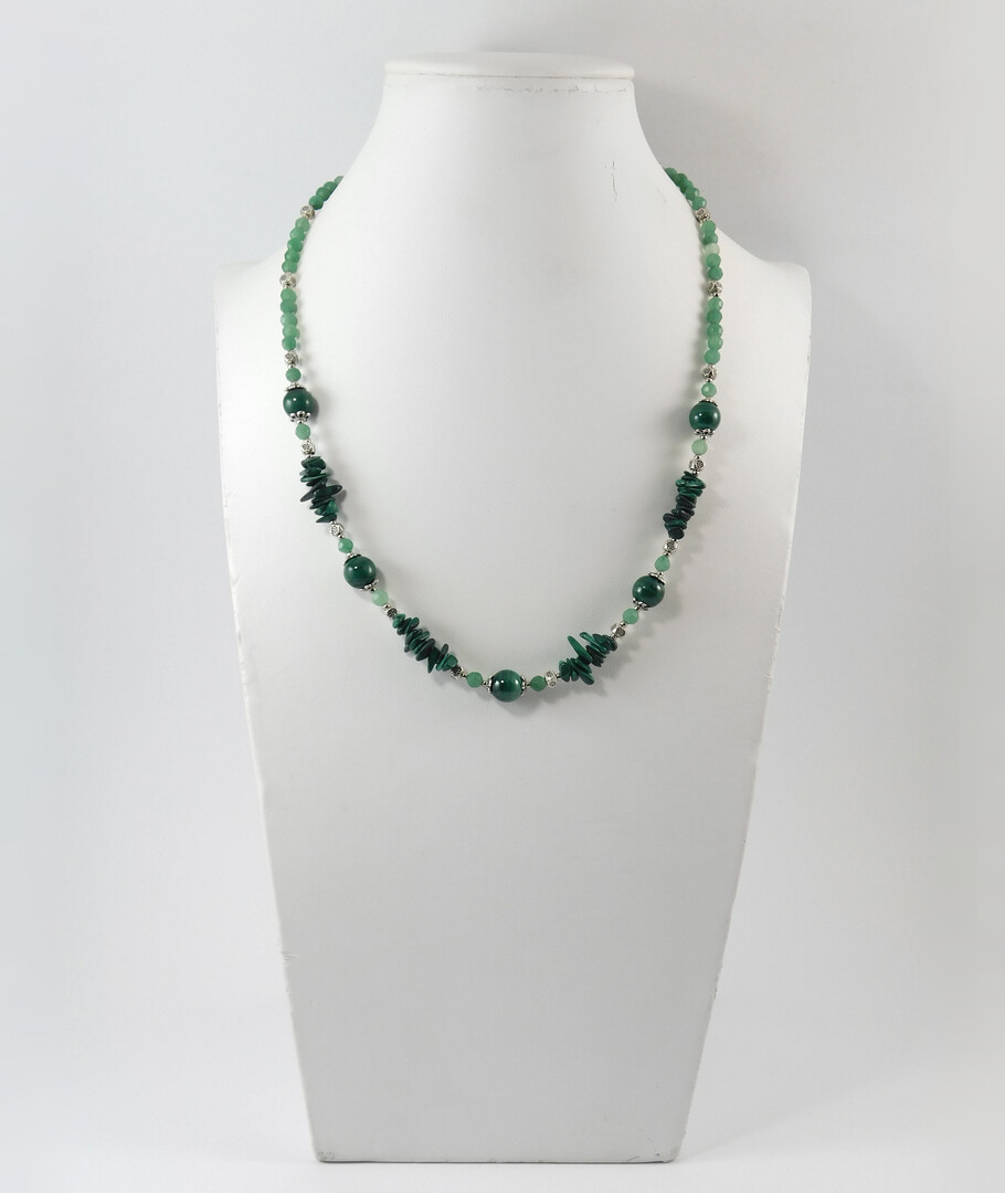 Necklace "Fugu" Malachite, Jade