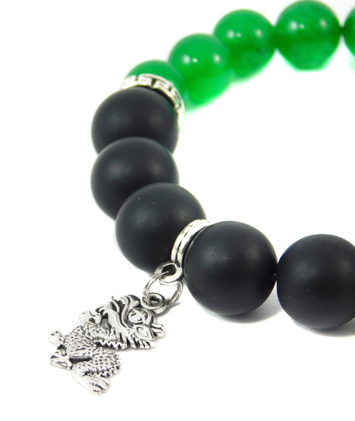 Bracelet "Green Dragon" Shungite Press, Chrysoprase