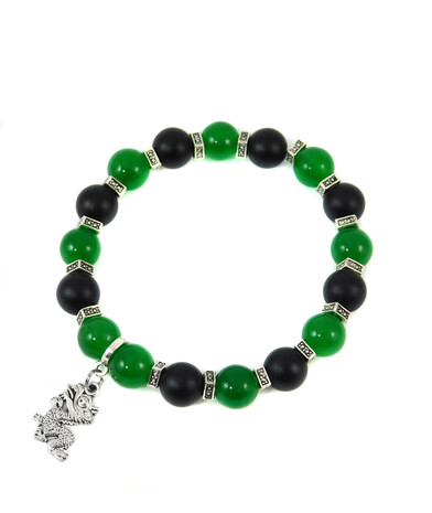 Bracelet "Green Dragon" Shungite Press, Chrysoprase