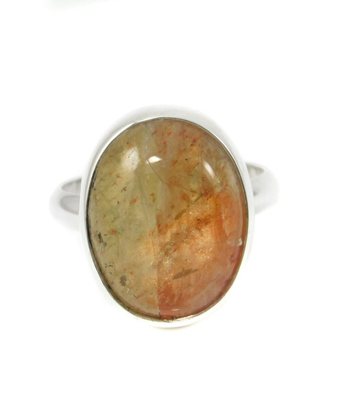 Sun stone ring, silver