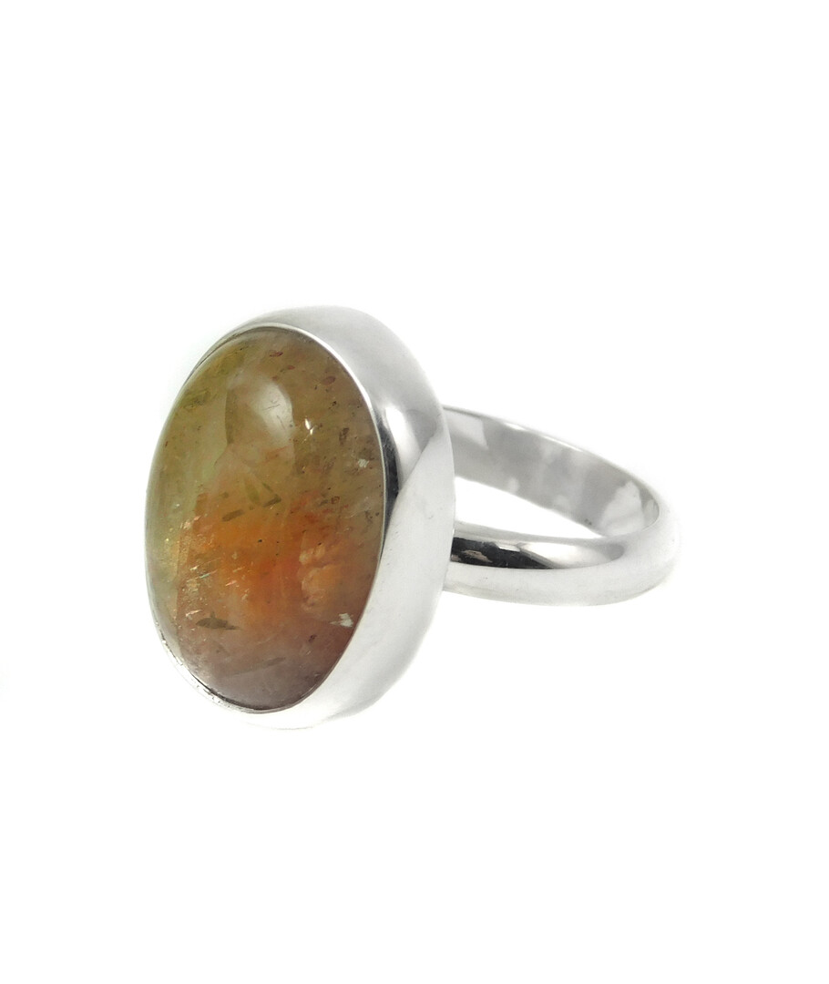 Sun stone ring, silver