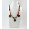 Necklace &quot;Black flower&quot; lava, small coral, Czech glass