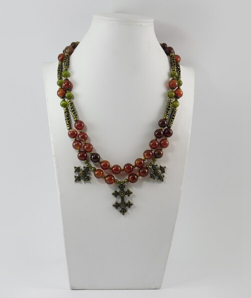 Necklace "Melashka" Carnelian, Cat's eye