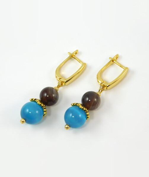 "Korra" Cat's Eye Earrings, Botswana Agate