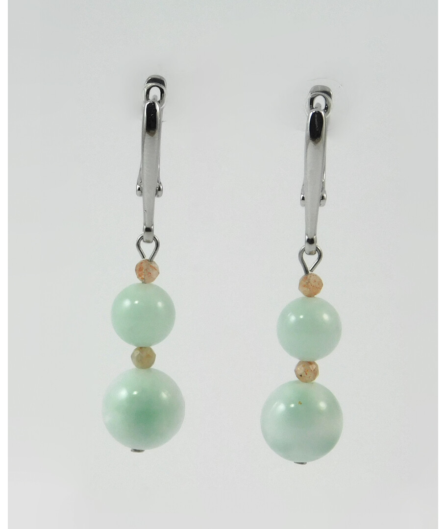 Earrings "Alicante" Angelite, Sun stone