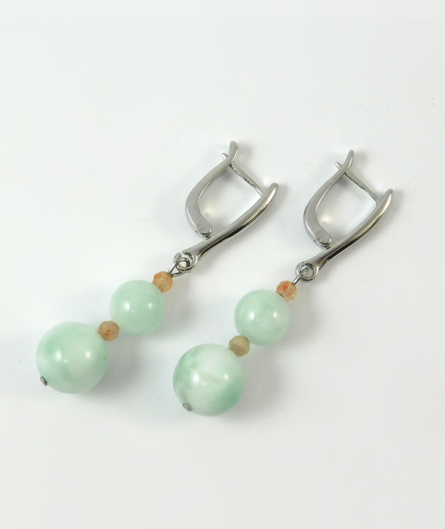 Earrings "Alicante" Angelite, Sun stone