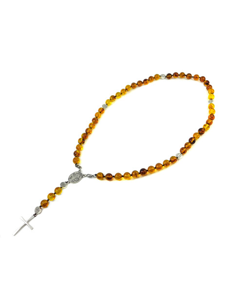 Rosary for prayer Amber, silver