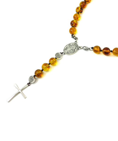 Rosary for prayer Amber, silver