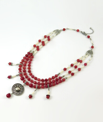 Necklace "Sorceress" Quartz, Coral