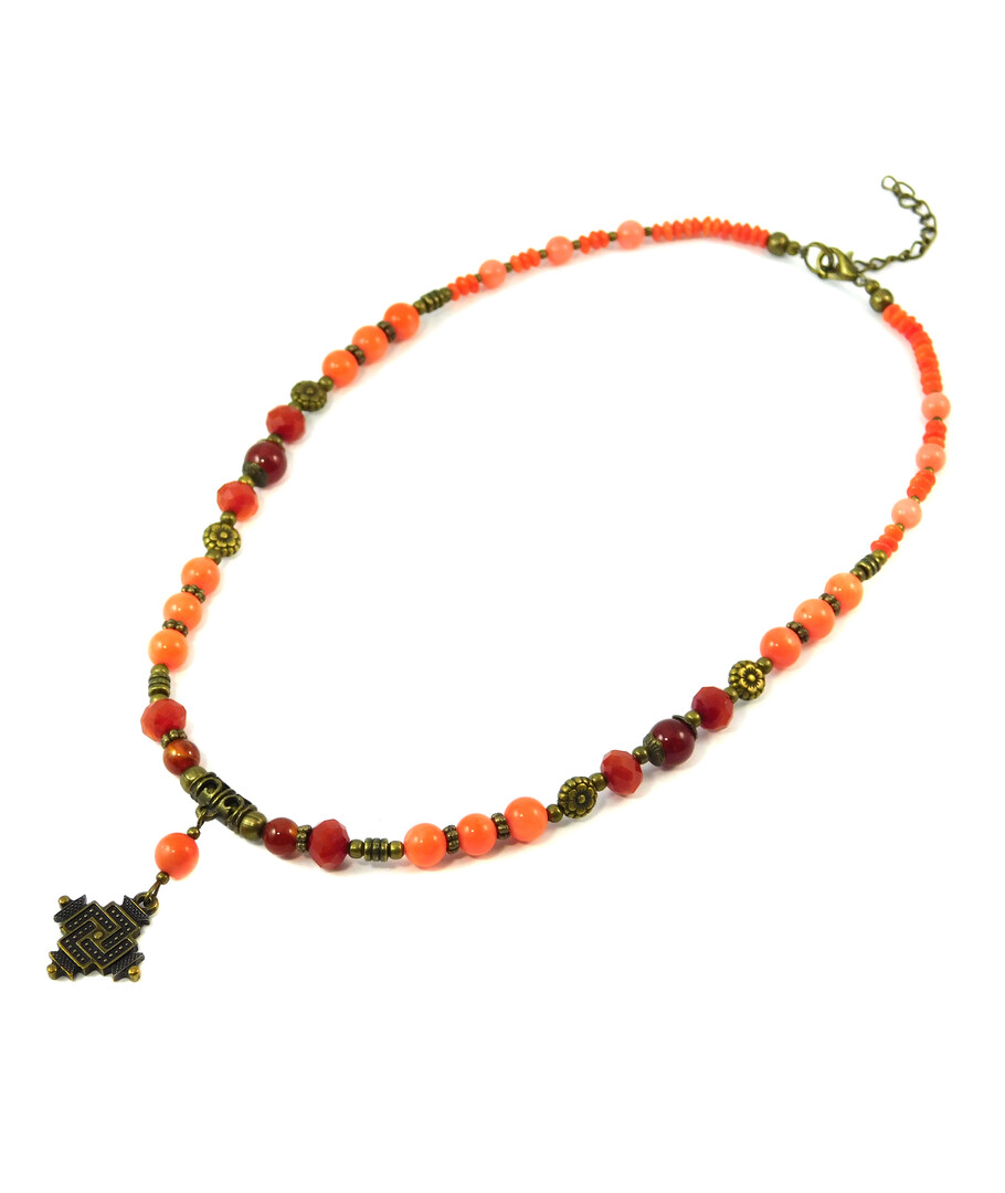 Necklace "Zvaba" Carnelian, Mother of Pearl, Coral