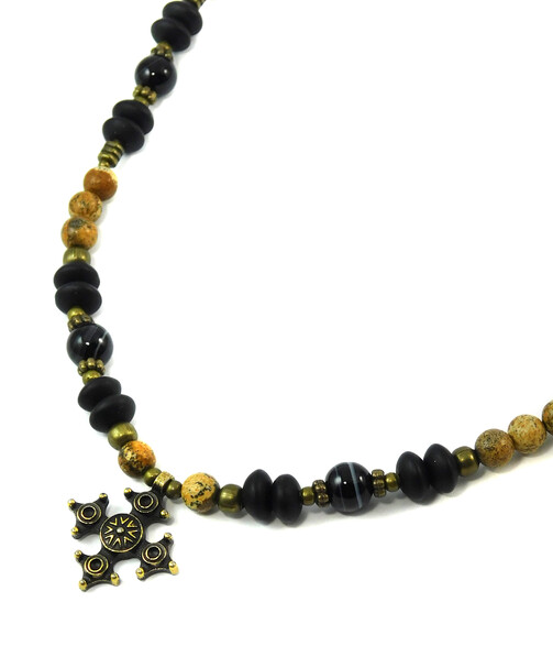 Necklace "Dune" Jasper, Agate, Shungite