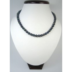 Exquisite necklace of dark pearls 8mm 47cm