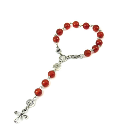 Rosary on the hand, carnelian