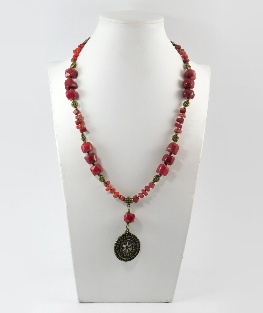 Necklace "Obelisk" Coral