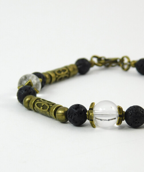 Bracelet "Grail 2" Rock crystal, Lava