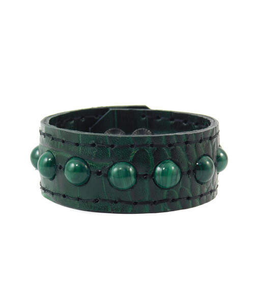 Bracelet "Reptile", Malachite, leather