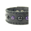 Bracelet &quot;Rhythm of rain&quot;, Agate, Amethyst, leather