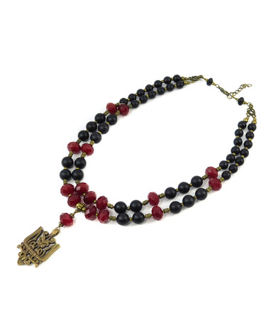 "Elodi" necklace, rubellite, shungite