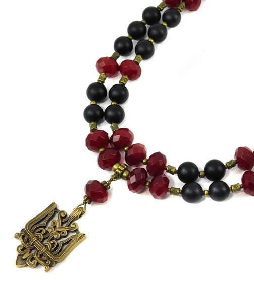 "Elodi" necklace, rubellite, shungite