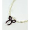 Necklace &quot;Bow&quot;, Pearls, Garnet, silver