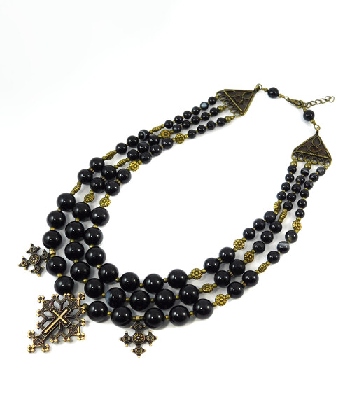 Necklace "Black Earth", Agate